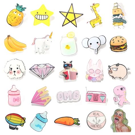1 Pc Fruit And Animal Acrylic Badges Icons On The Backpack Badges For