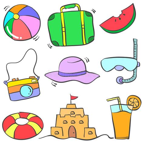 Object Summer Holiday Doodle Style Stock Vector Illustration Of