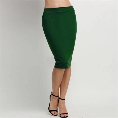 pure color back zipper stretch bodycon pencil skirt summer fashion lady women sexy elastic high