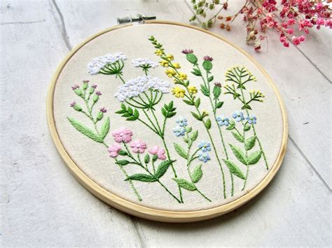 Wildflower Meadow Embroidery Pattern Floral Embroidery Etsy