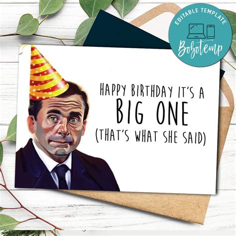 Michael Scott Happy Funny Birthday Card To Print At Home Diy