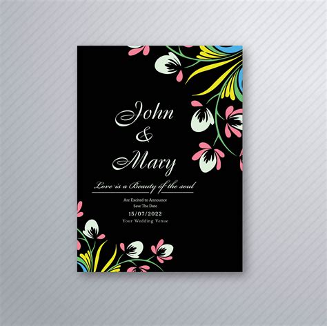 Make beautiful wedding,engagement invitation cards with couple name and date/time. Beautiful wedding invitation card with colorful floral design 305166 Vector Art at Vecteezy