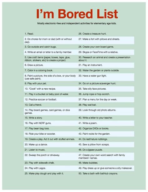 50 Activities For Bored Kids The Im Bored List Business For Kids