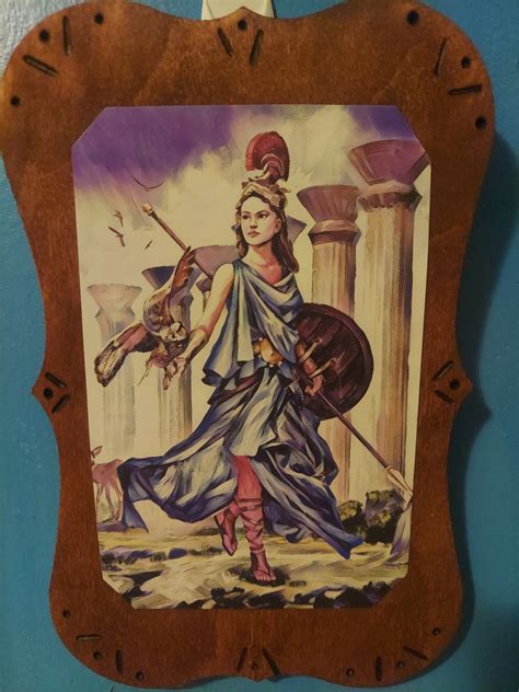 Wood Stained Athena Deity Plaque Etsy