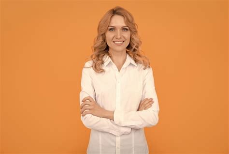 Premium Photo Happy Blonde Businesswoman Woman In White Shirt Business Professional