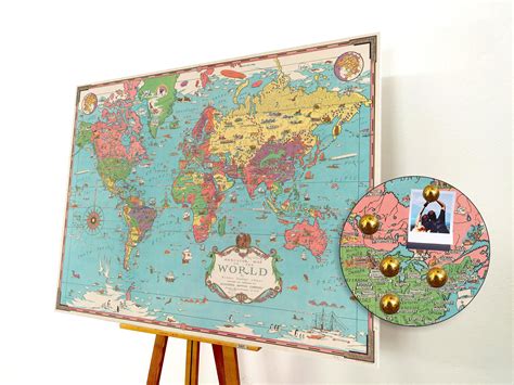 World Map Push Pin Large Push Pin Map World Map Pin Board Etsy Uk