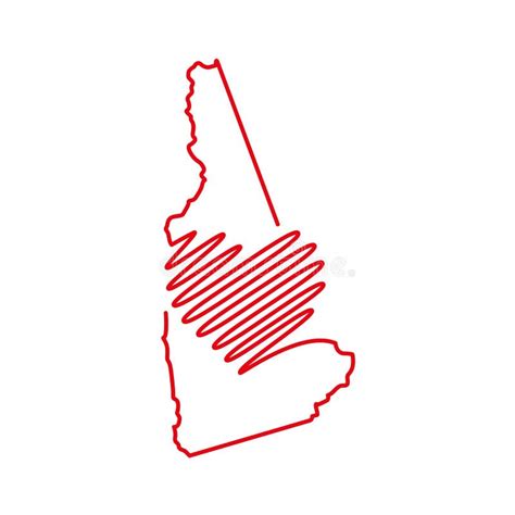 Shape Of New Hampshire State Map With American Flag Vector