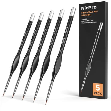 Buy Nicpro Detail Paint Brushes 5 Pcs Fine Tip 000 Professional