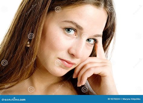 Woman S Enigmatic Smile Stock Photo Image Of Mysterious 9270224
