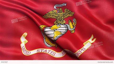 4k United States Of America Marine Corps Flag Waving In The Wind Stock