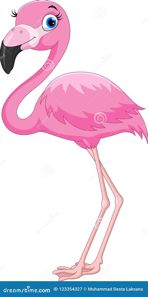 Cartoon Pink Flamingo Bird Funny And Adorable Stock Illustration