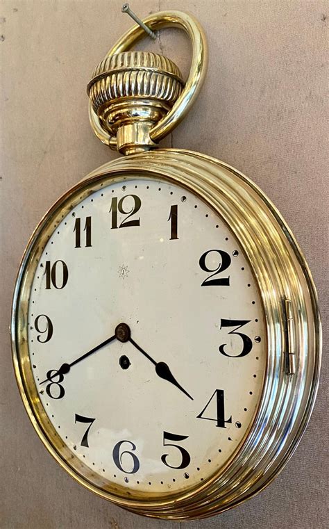 Antique Brass Wall Clock In Running Order Pocket Watch