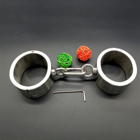 Buy Adult Games Steel Handcuffs Oval With Chains 100 Stainless Steel Hand