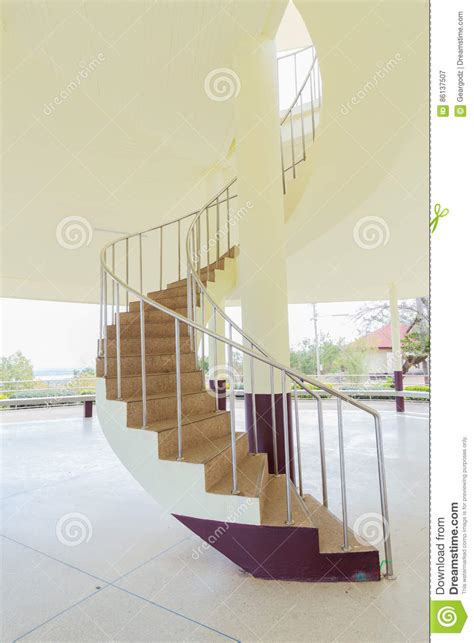 Spiral Staircase With Yellow Wall Stock Image Image Of Stair Office