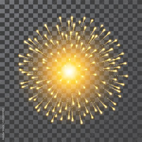 Fireworks Festival Gold Firework Vector Llustration On Transparent