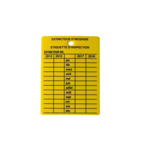 Maybe you would like to learn more about one of these? Plastic monthly inspection tag, French, 4 years.