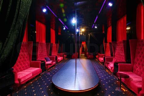 Interior Strip Club With Sofas And Tables Poles Stock Photo Stock
