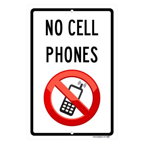 Aluminum Signs: No Cell Phones Sign | DIGI TECH COMPANY LLC. png image