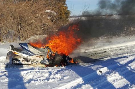 Snowmobile Catches Fire In Riverhead Farm Field This Afternoon