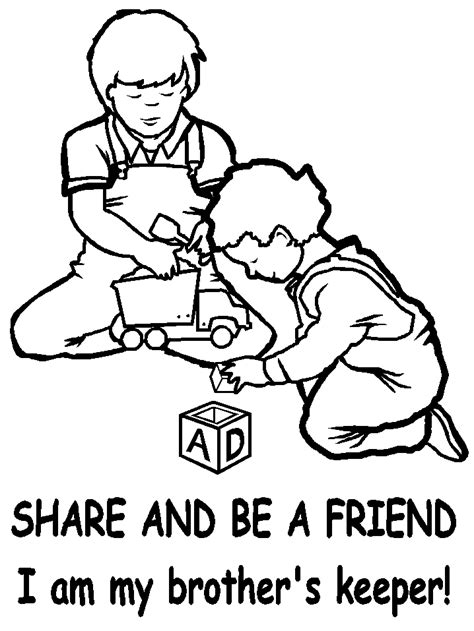Children Sharing Coloring Pages - Coloring Home