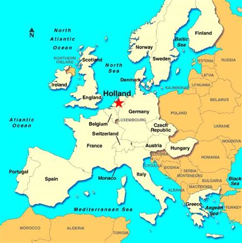 Холандия е на картата на Европа карта на Холандия в Европа Западна