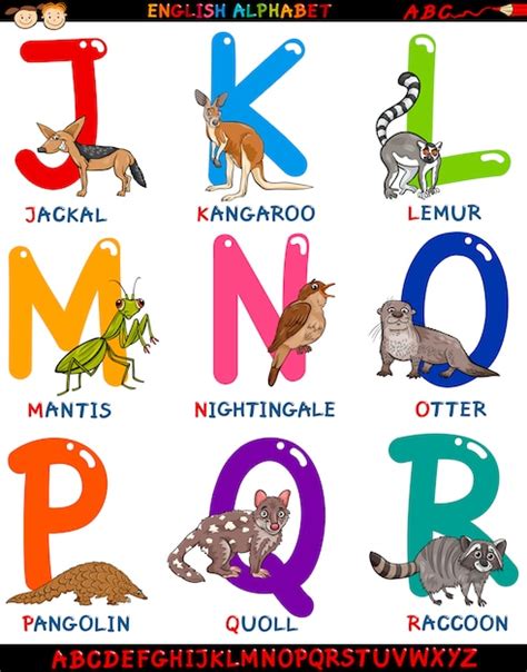 Premium Vector Cartoon English Alphabet With Animals