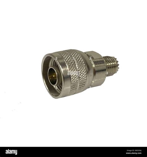 Coaxial Antenna Cable Connector Metal Plug Closeup Images Isolated