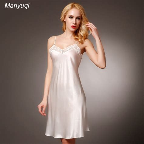 100 Pure Silk Womens Stain Nightgown Lace Chest Sexy Lady Nightgowns