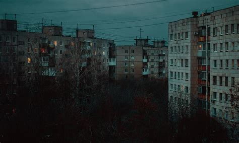 City Russia Slavic Faded Block Of Flats Trees Gray Winter Snow