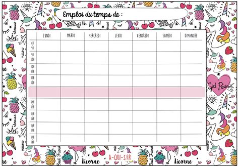 Emplois du temps à imprimer gratuitement pour la rentrée - | Emploi du