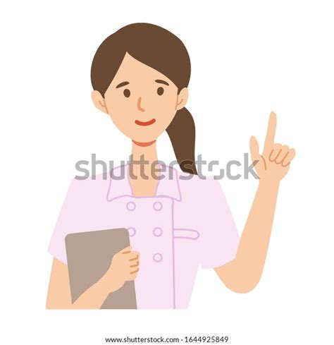 Illustration Nurse Guiding Information By Pointing Stock Vector