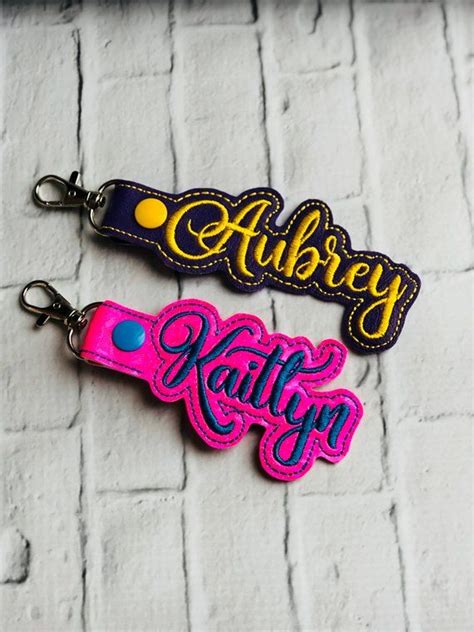 Personalized Name Keychainembroidered Name Bag Tag Etsy Machine