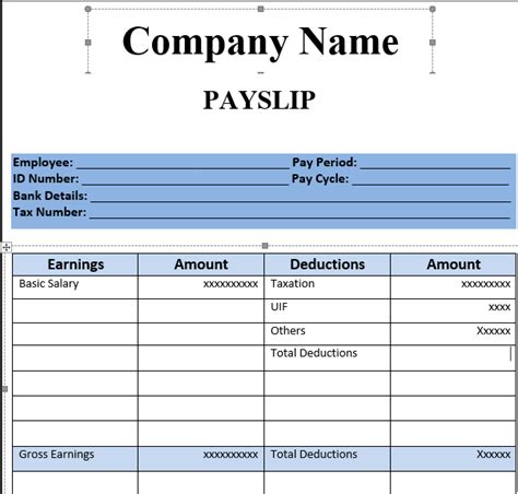 Excel Pay Slip Template Singapore Payslip Format Receipt Template