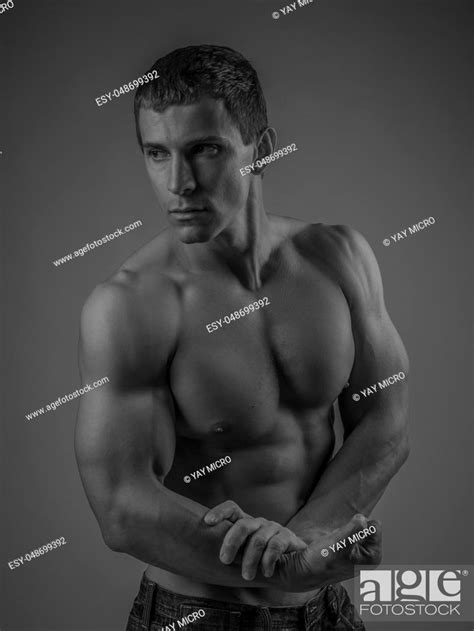 Muscular And Fit Young Man Posing Shirtless Stock Photo Picture And