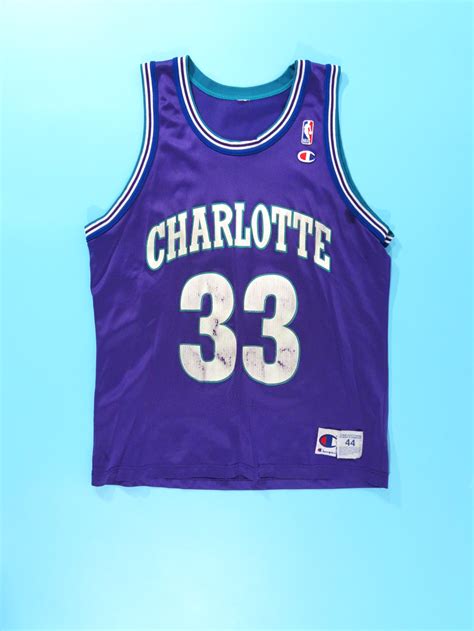 90s Charlotte Hornets Purple Alonzo Mourning Champion Jersey Large 5
