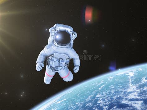 Astronaut In Space 3d Render Stock Image Image Of Stars Spaceman