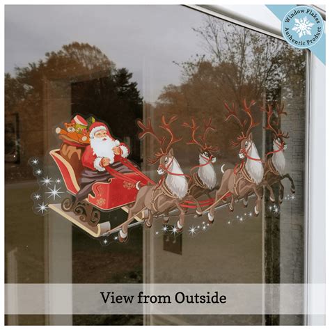 Christmas Santa Sleigh Window Cling Large Window Flakes