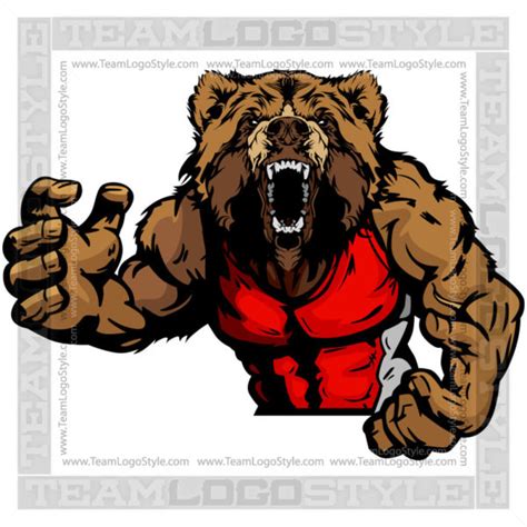 Wrestling Mascot Bear Vector Clipart Bear