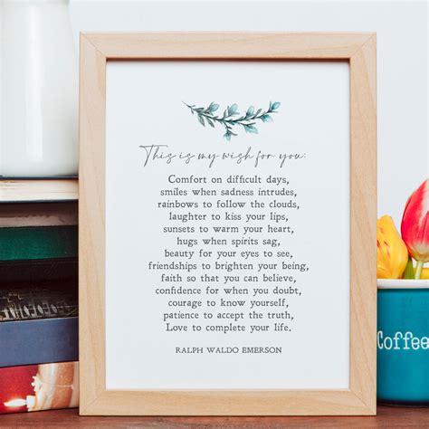 This Is My Wish For You Ralph Waldo Emerson Poem Etsy