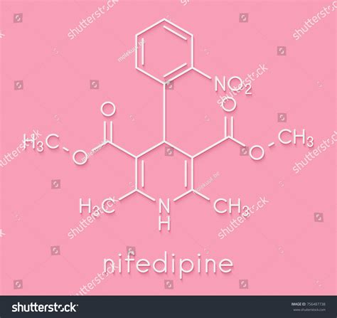 Nifedipine Calcium Channel Blocker Drug Used Stock Illustration
