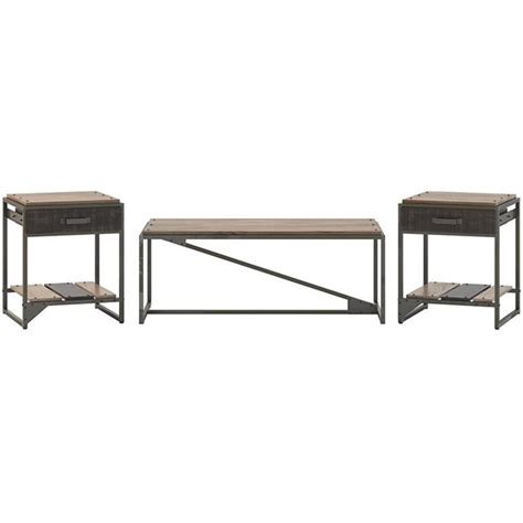 Add style to your home, with pieces that add to your decor while providing hidden storage. Bush Furniture Refinery Coffee Table with Set of 2 End ...