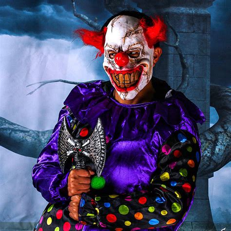 Face Latex Scary Clown Halloween Costume Creepy Evil Adult Horror Joker