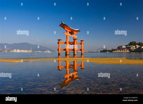 Torii Gate Hiroshima Bay Miyajima Honshu Japan Stock Photo Alamy