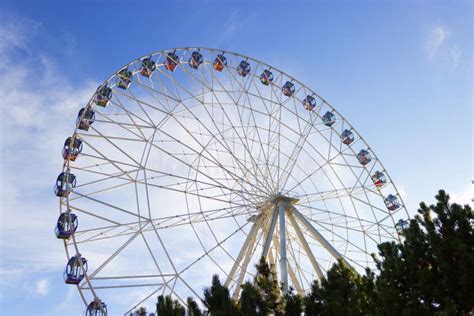 A Colourful Ferris Wheel Front View Stock Image Image Of Highup