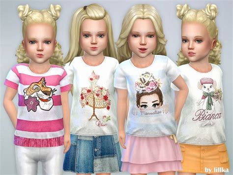 The Sims Resource T Shirt Toddler Girl P09 By Lillka Sims 4 Downloads