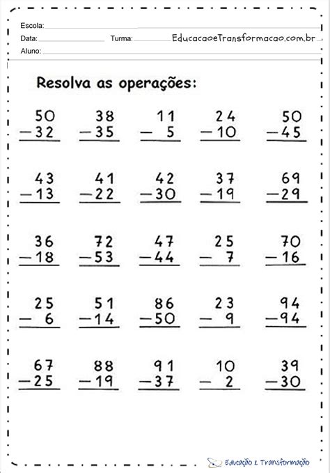 Atividade De Matematica Ano Subtra O Edulearn