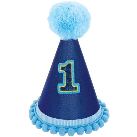 Metallic Blue 1st Birthday Party Hat 4 12in X 7in Party City