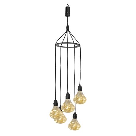 Mason jars with tealight candles and a moravian star luminaria add instant ambiance. Decorative Garden Chandelier