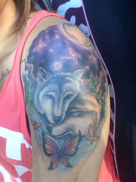 Lupus Tattoo For My Mom Canis Lupus Gray Wolf Butterflies Lupus
