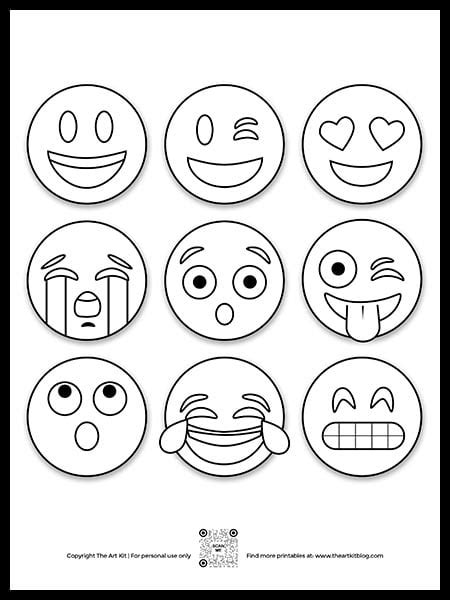 Emoji Coloring Page Surprised Face Free Printable The Art Kit